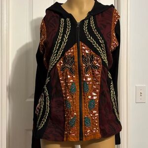 Rising International Multicolor Embroidered Hoodie